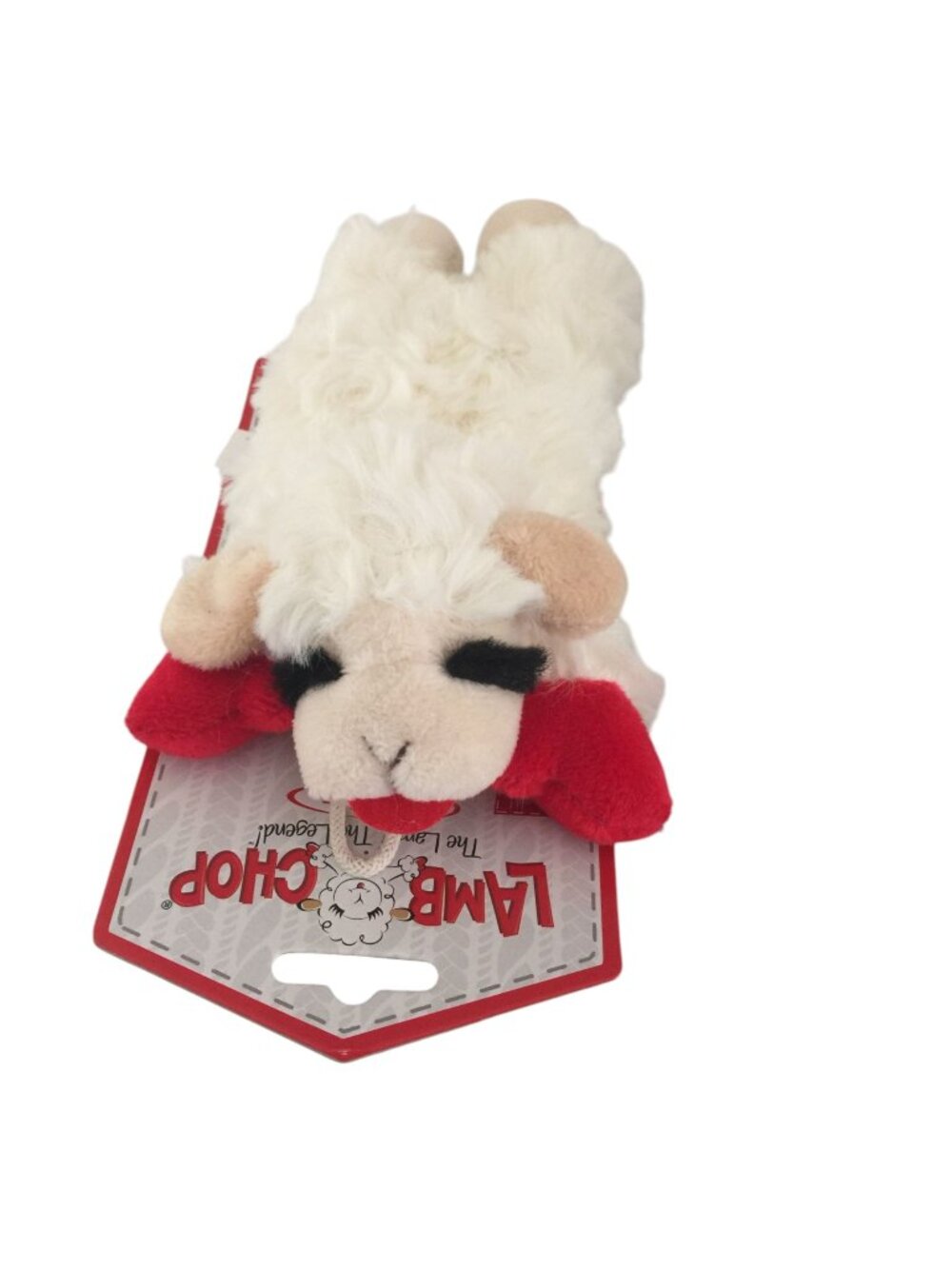 Lamb Chop Mini Lamb Plush Squeak 7" Dog Toy Red Cream